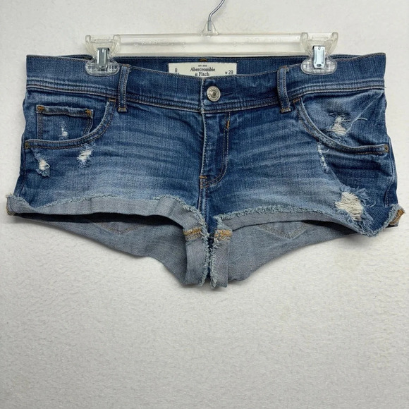 Abercrombie & Fitch Super Short 8 / 29 Distressed Low Rise Y2K - Picture 1 of 11
